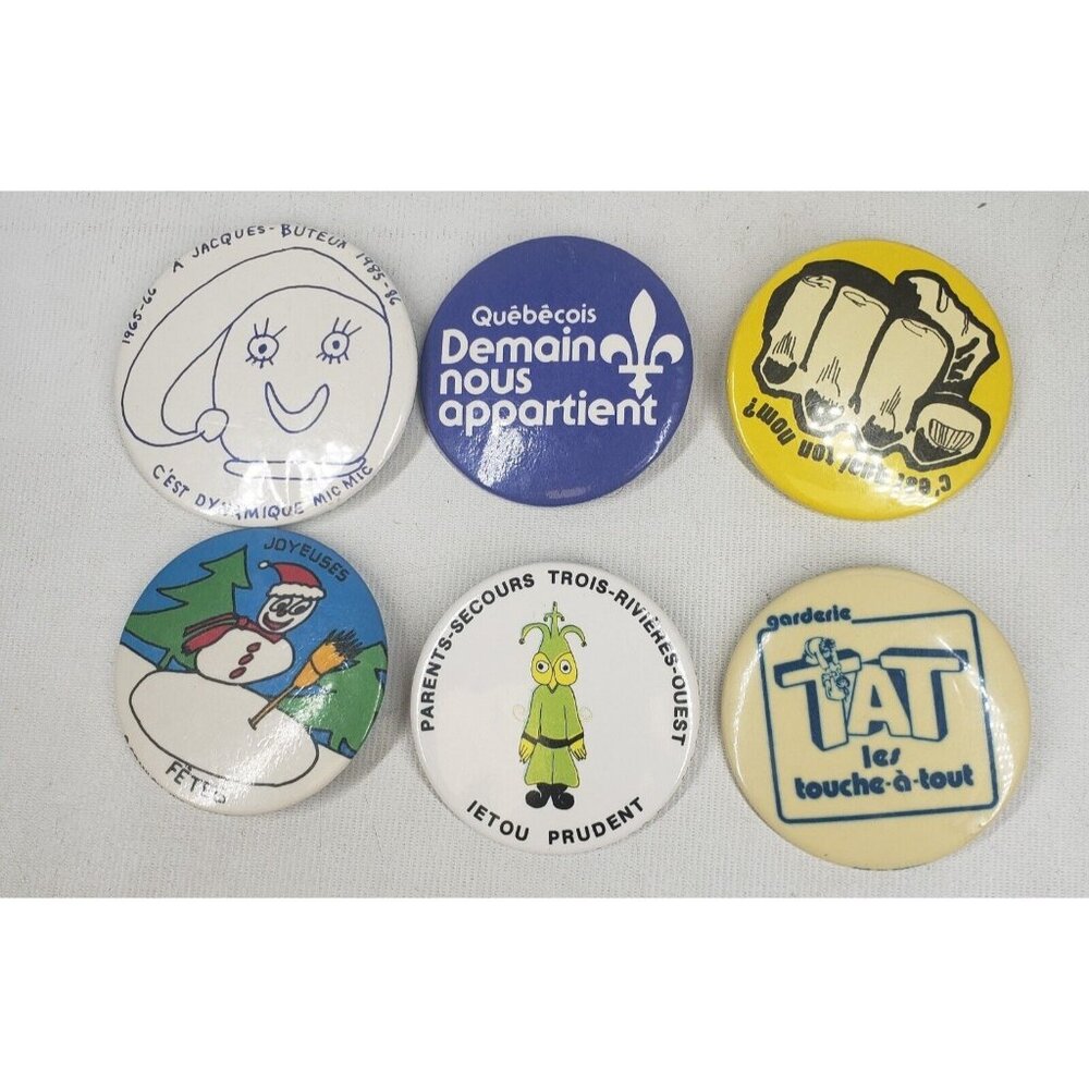 Quebecois Pin Back Buttons Boutons Pin Back du Québec